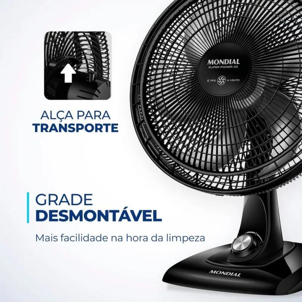 Ventilador de Mesa 40cm Super Power com 6 Pás 140W VSP-40-B Mondial - 5