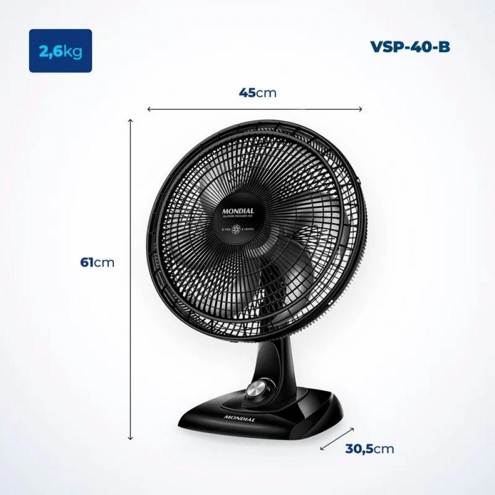 Ventilador de Mesa 40cm Super Power com 6 Pás 140W VSP-40-B Mondial - 6
