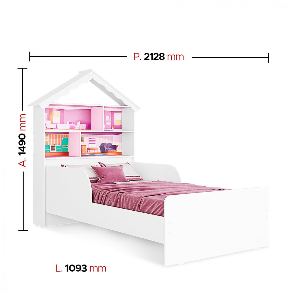 Cama Infantil Laura Casa de Boneca em MDF com Proteção Lateral Tuboarte - 3
