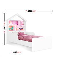 Cama Infantil Laura Casa de Boneca em MDF com Proteção Lateral Tuboarte - 3