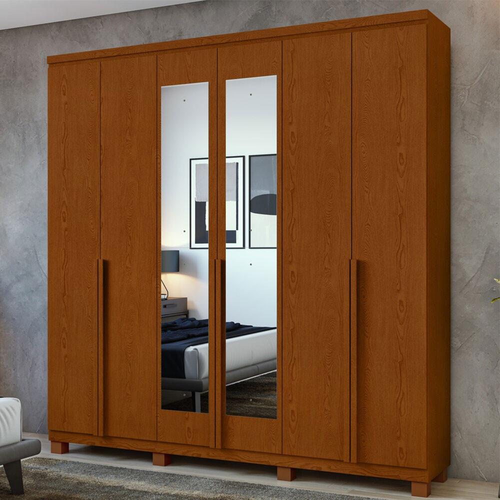 Guarda-Roupa Alonzo 6 Portas e 4 Gavetas com Espelho e Pés Móveis Lopas - 1