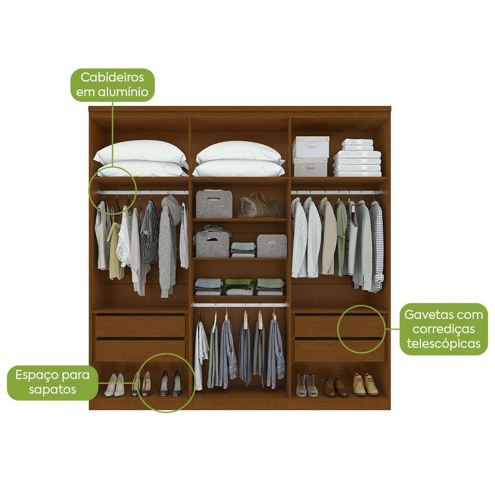 Guarda-Roupa Alonzo 6 Portas e 4 Gavetas com Espelho e Pés Móveis Lopas - 7