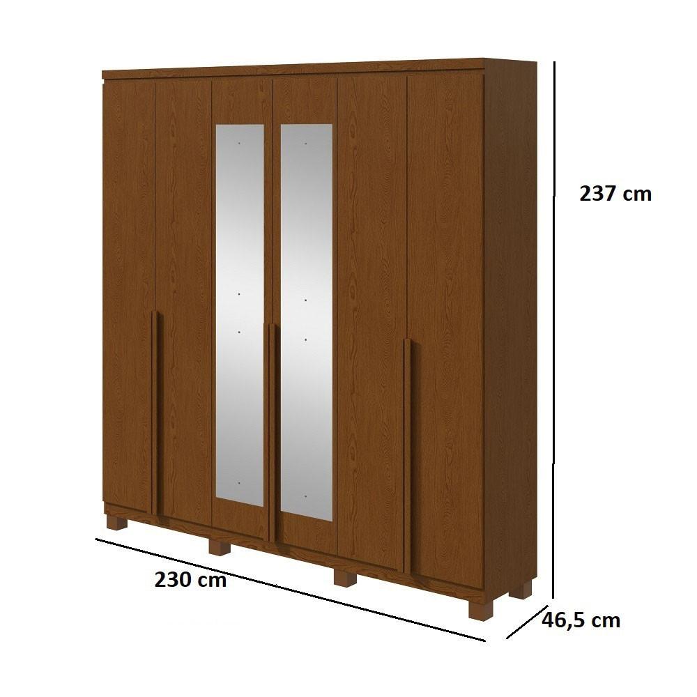Guarda-Roupa Alonzo 6 Portas e 4 Gavetas com Espelho e Pés Móveis Lopas - 8