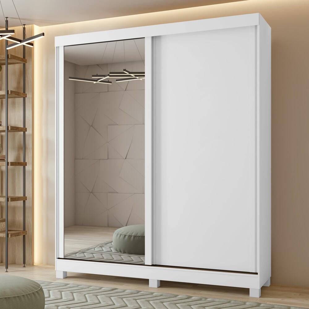 Guarda-Roupa Zeine 2 Portas de Correr 2 Gavetas Com Espelho E Pés Móveis Lopas - 1