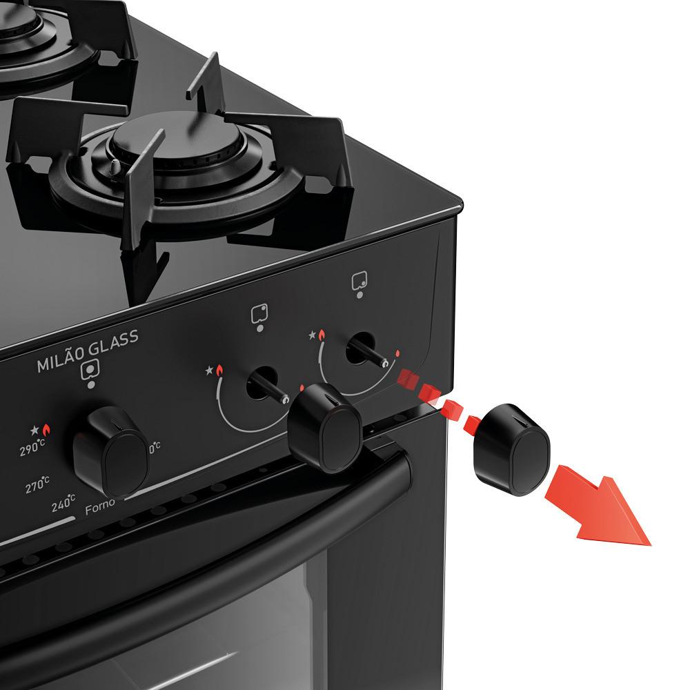 Fogão 4 Bocas com Mesa de Vidro Milão Glass 300001766 Atlas - 5