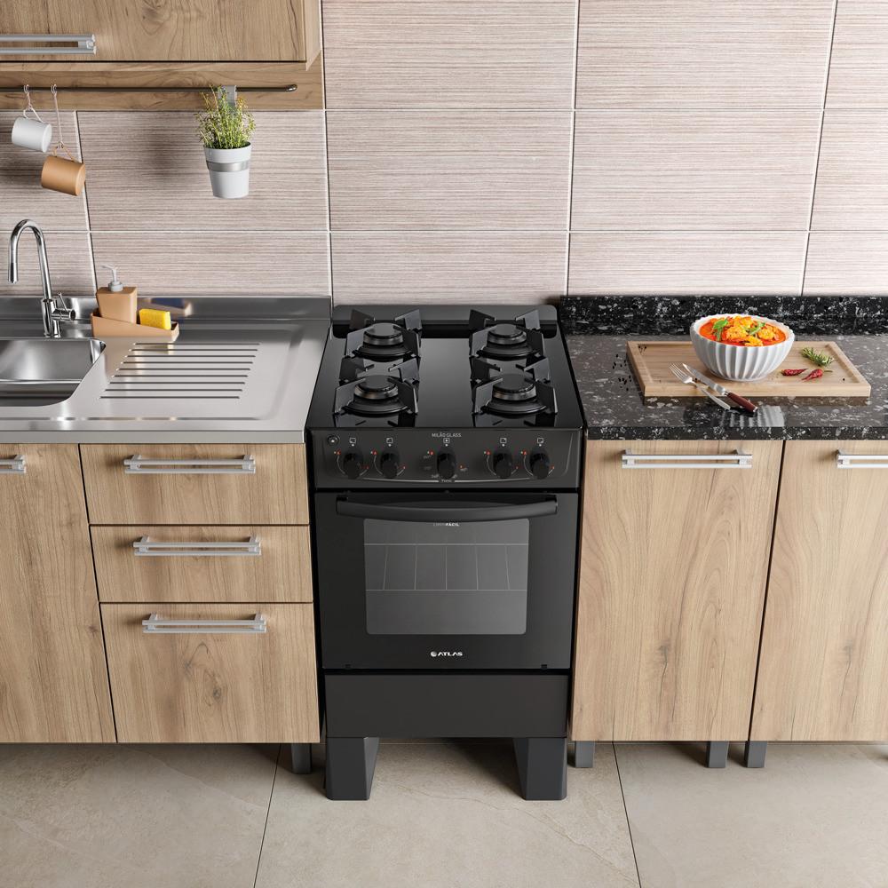 Fogão 4 Bocas com Mesa de Vidro Milão Glass 300001766 Atlas - 7