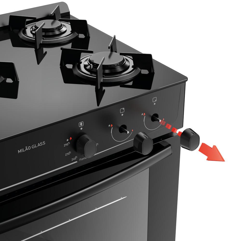 Fogão 5 Bocas com Mesa de Vidro Milão Glass 300001768 Atlas - 5