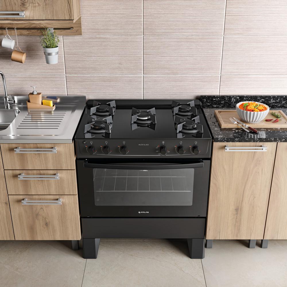 Fogão 5 Bocas com Mesa de Vidro Milão Glass 300001768 Atlas - 8