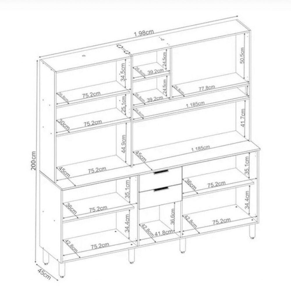 Kit Cozinha Compacta Amora 10 Portas e 2 Gavetas com pés 98221 Demóbile - 8