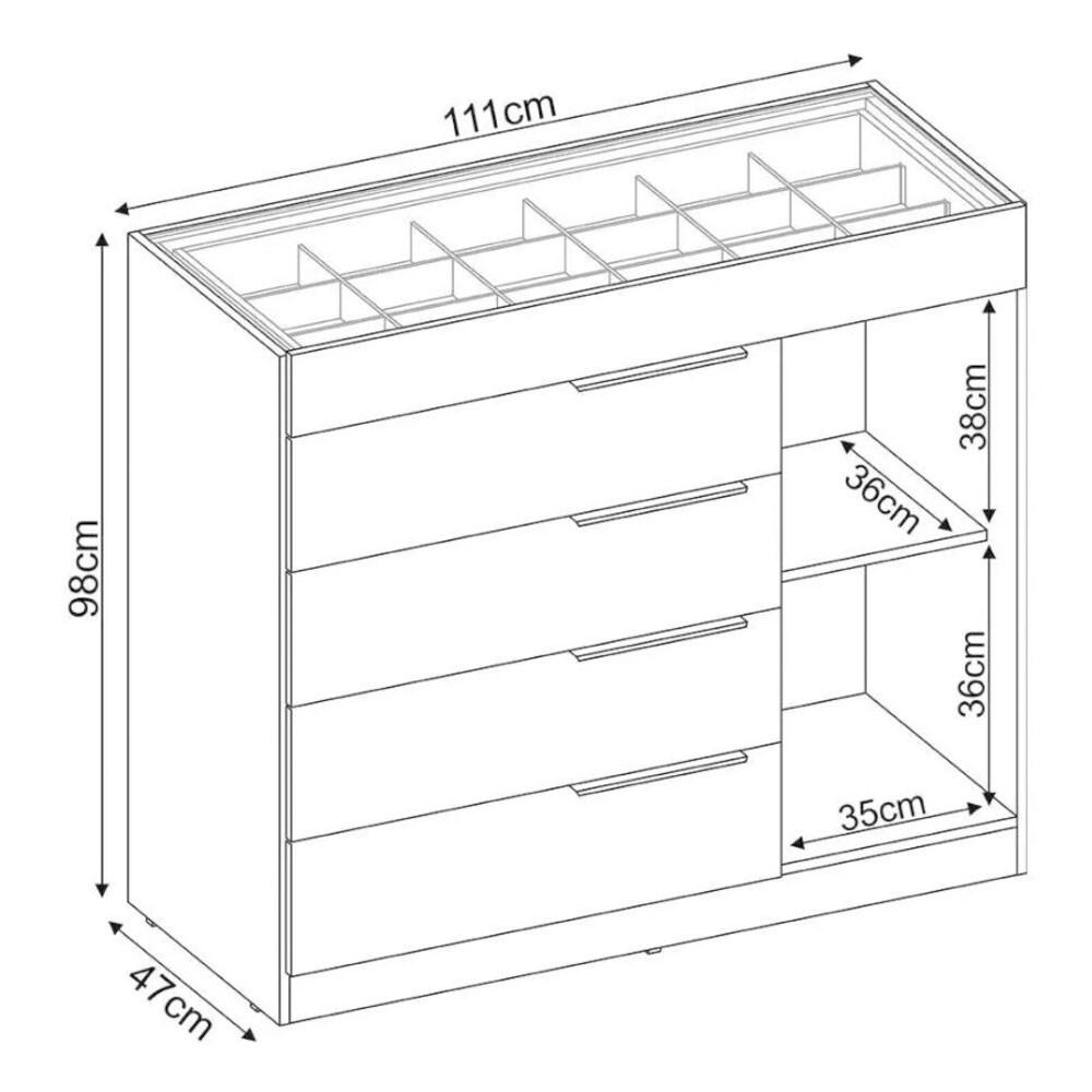 Cômoda Lume 1 Porta e 5 Gavetas com Porta Jóia D5130 Demóbile - 5