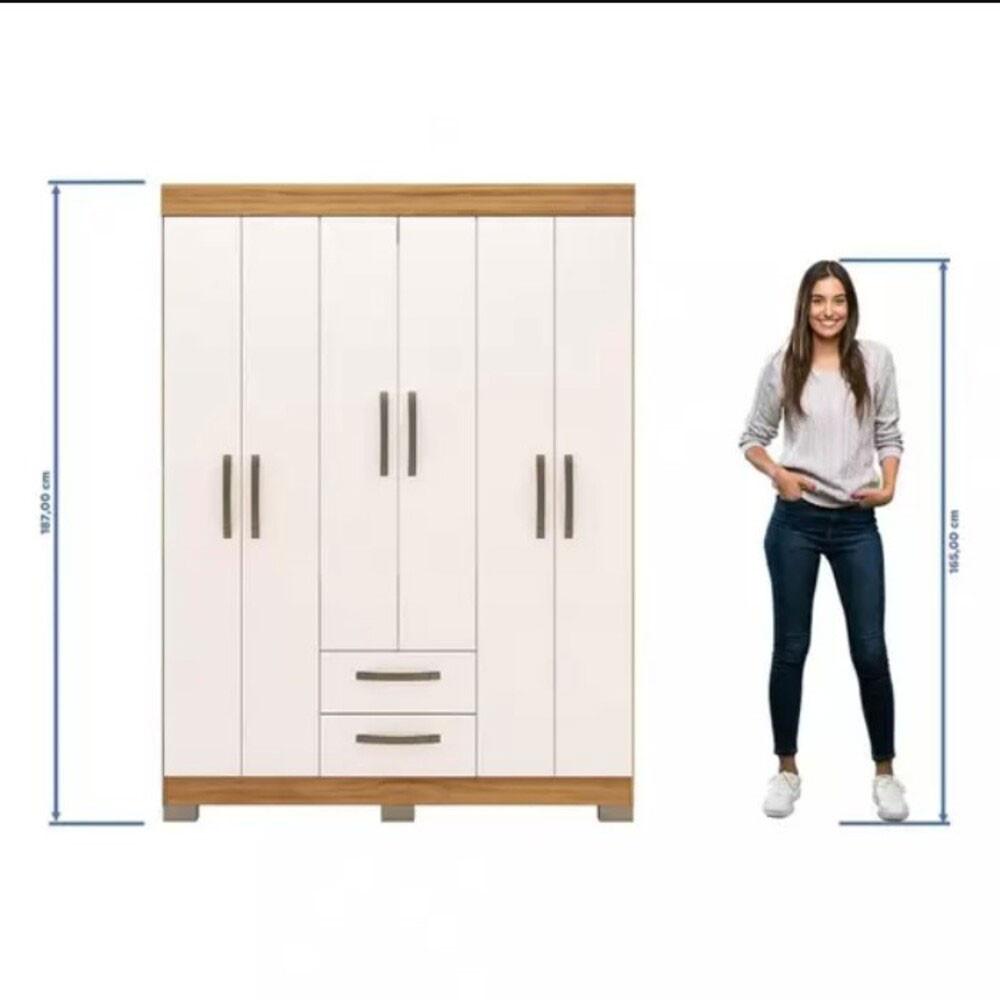 Guarda Roupa Solteiro NT6015 6 Portas e 2 Gavetas com Pés Notável - 5