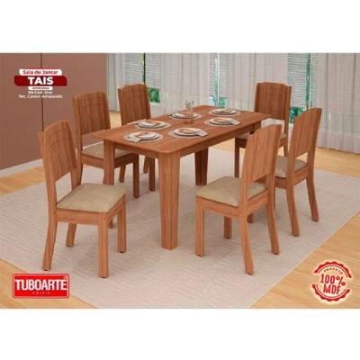 Conjunto de Mesa Tais com 6 Cadeiras Star em MDF Tuboarte