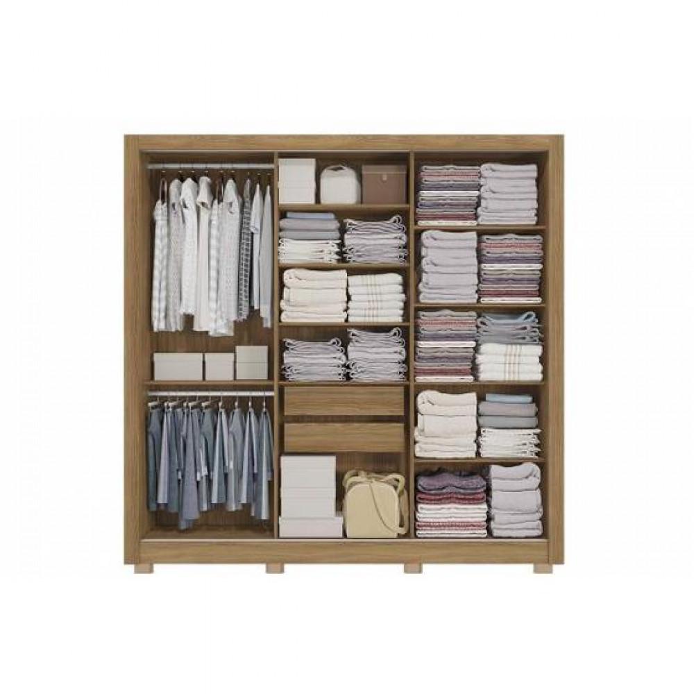 Guarda-Roupa CB07M570 3 Portas e 2 Gavetas com Pés e Espelhos Kappesberg - 4