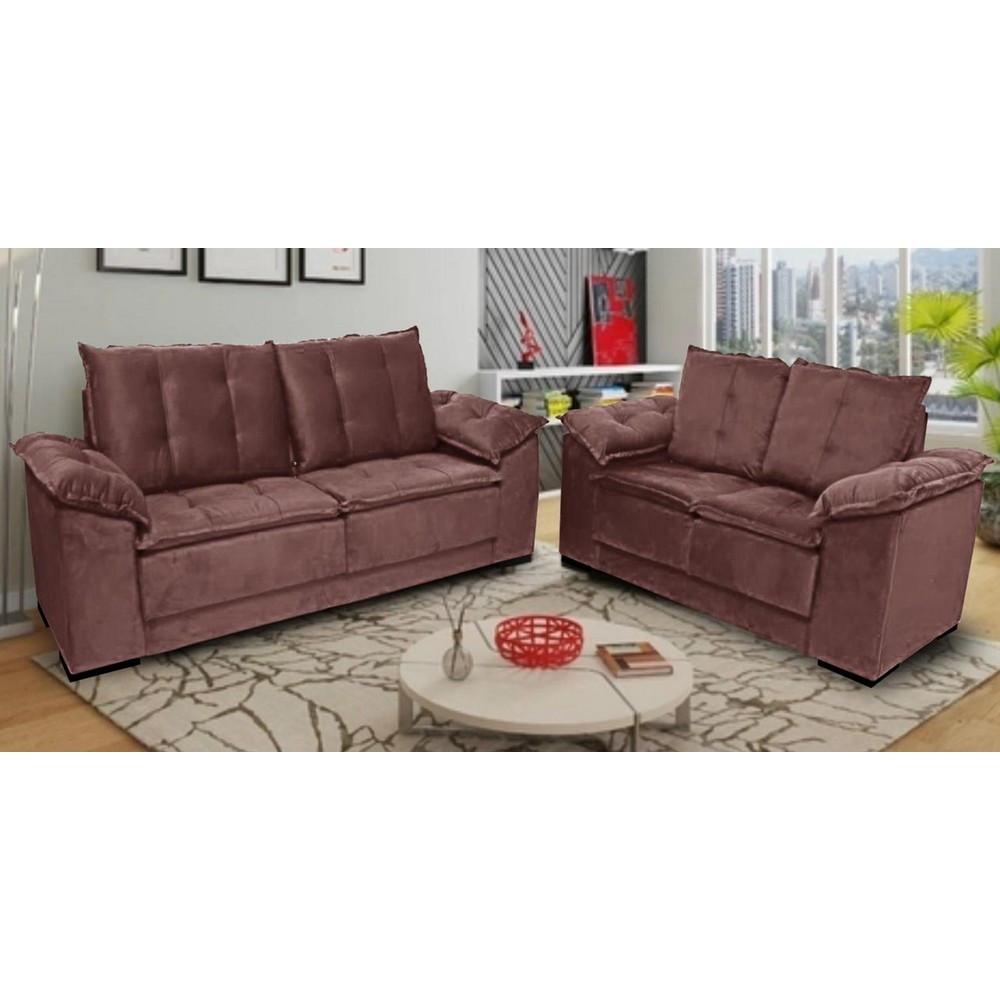 Conjunto de Sofá Napoles 2 e 3 Lugares Veludo Jw - 1