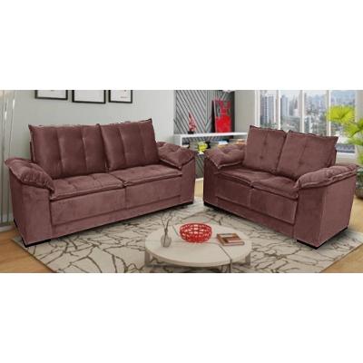 Conjunto de Sofá Napoles 2 e 3 Lugares Veludo Jw