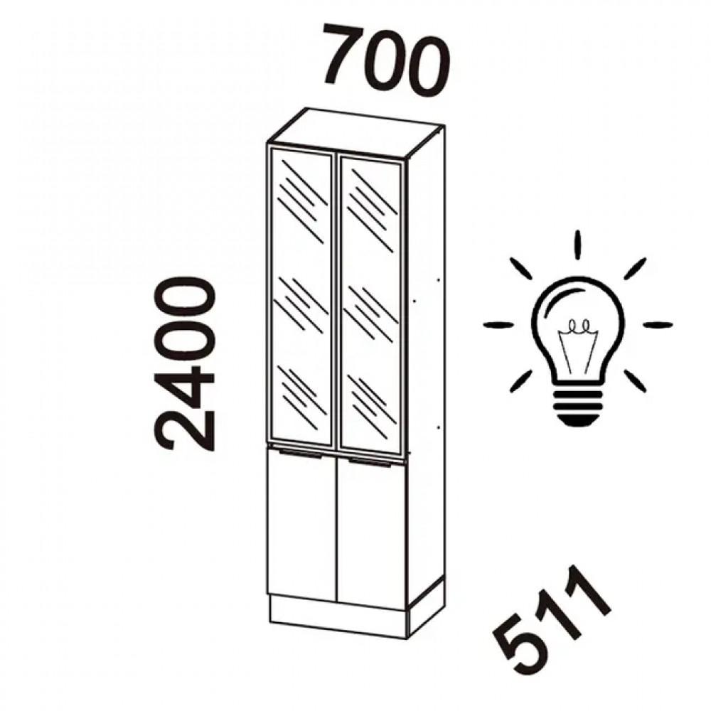 Paneleiro Lumina 2 Portas de Vidro com Iluminação e Rodapé 917328 Telasul - 3