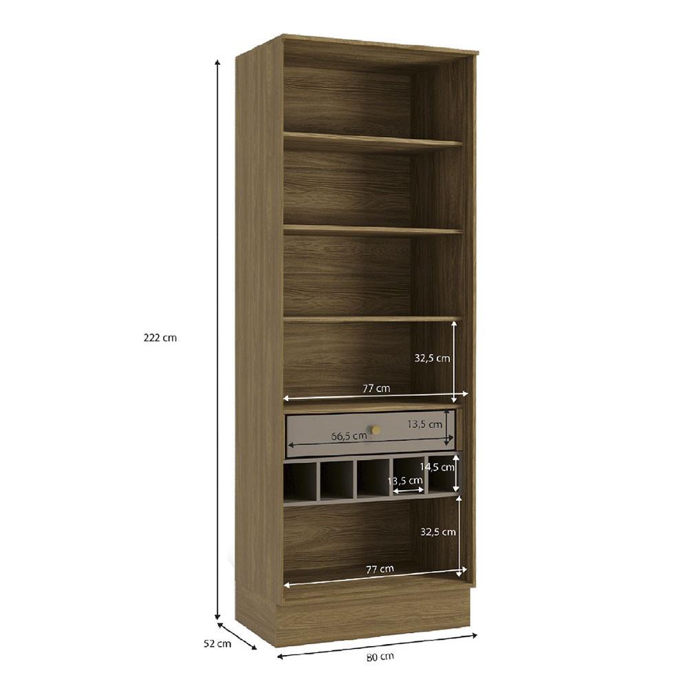 Cristaleira 80cm Botanic 2 Portas de Vidro 1 Gaveta Kappesberg - 3