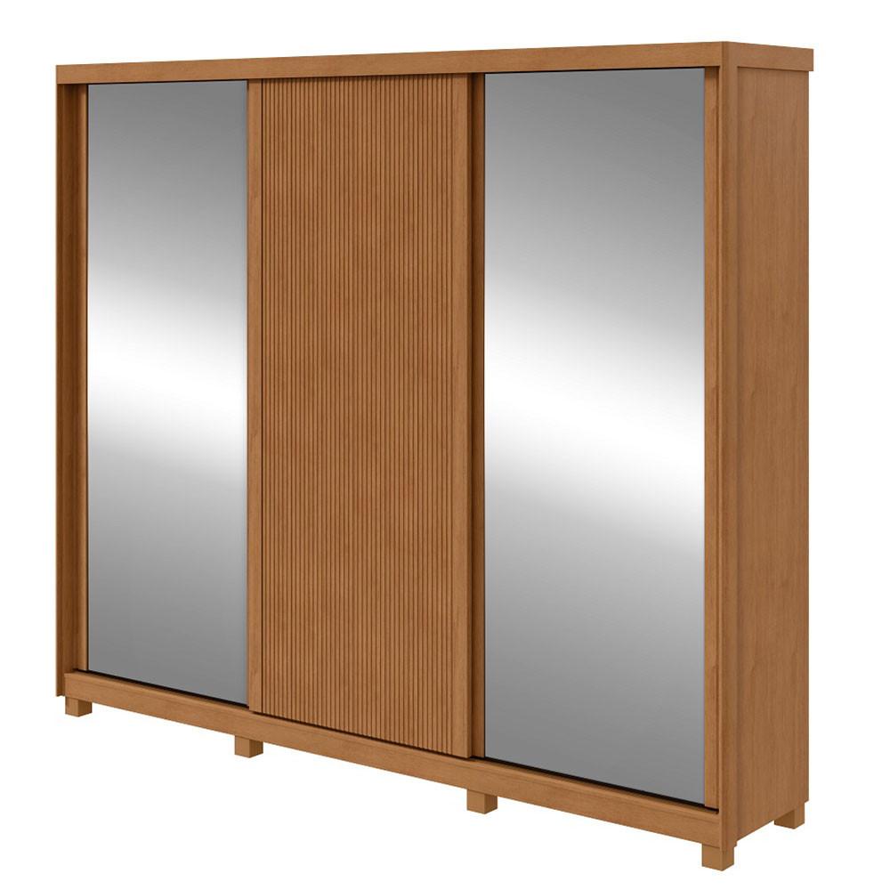 Guarda Roupa Ollie 3 Portas 6 Gavetas com Espelho Lopas - Amendoa Clean/Off White - 2