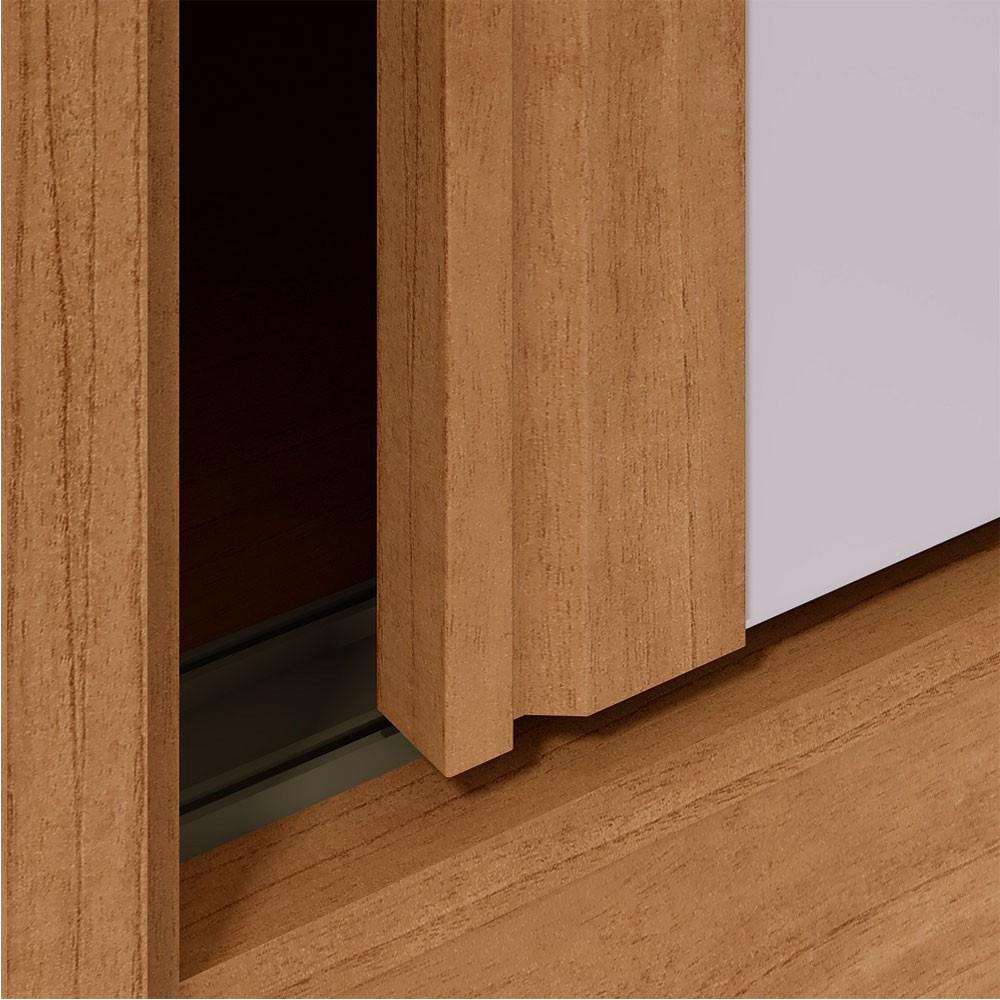 Guarda Roupa Ollie 3 Portas 6 Gavetas com Espelho Lopas - Amendoa Clean/Off White - 4