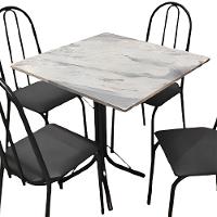 Conjunto Mesa Nevada 75x75cm com 4 Lugares Tubo, Acento e Encosto Preto Moura - 2