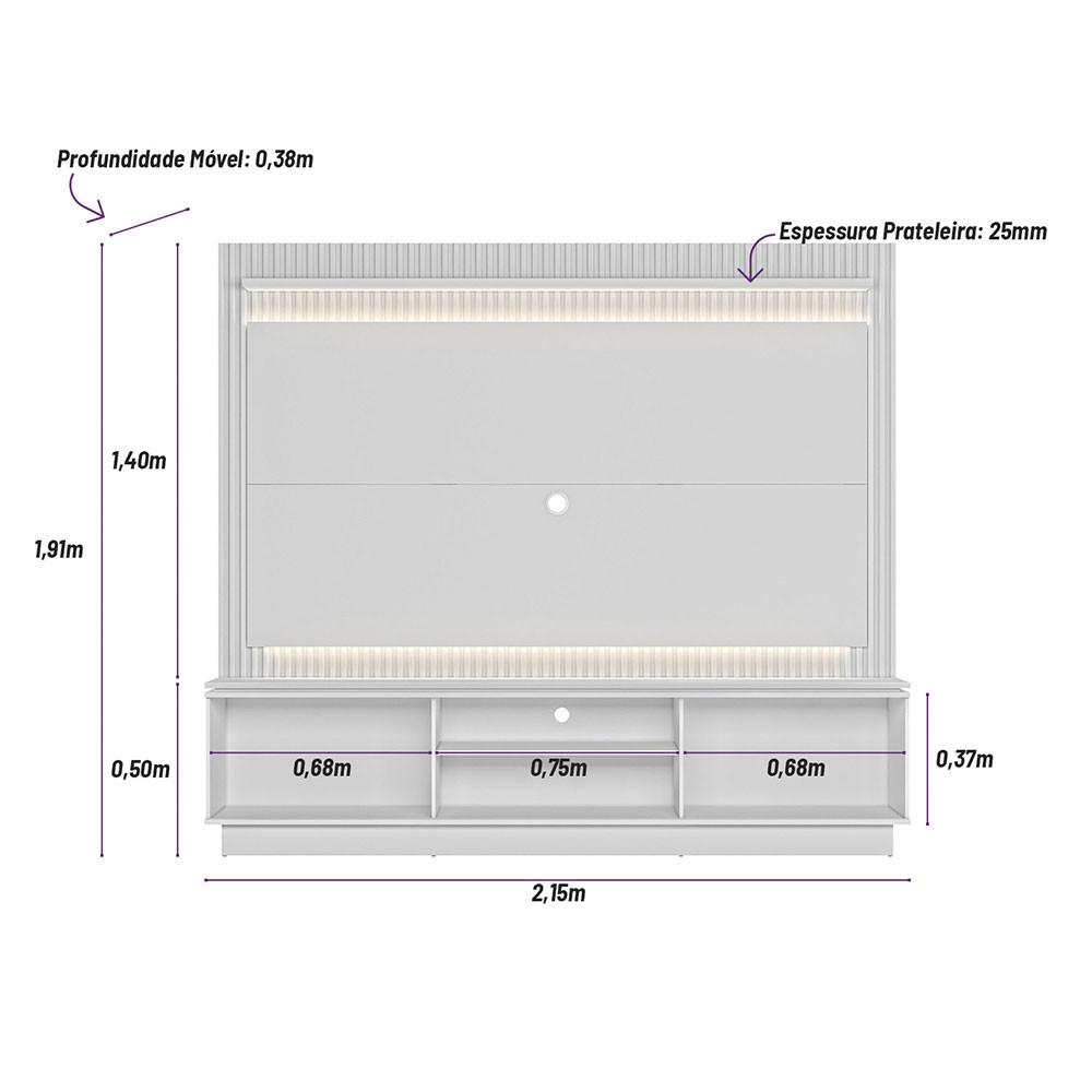 Home para TV até 65 Polegadas Guararapes com Led e 2 Portas de Correr Linea Brasil - 8