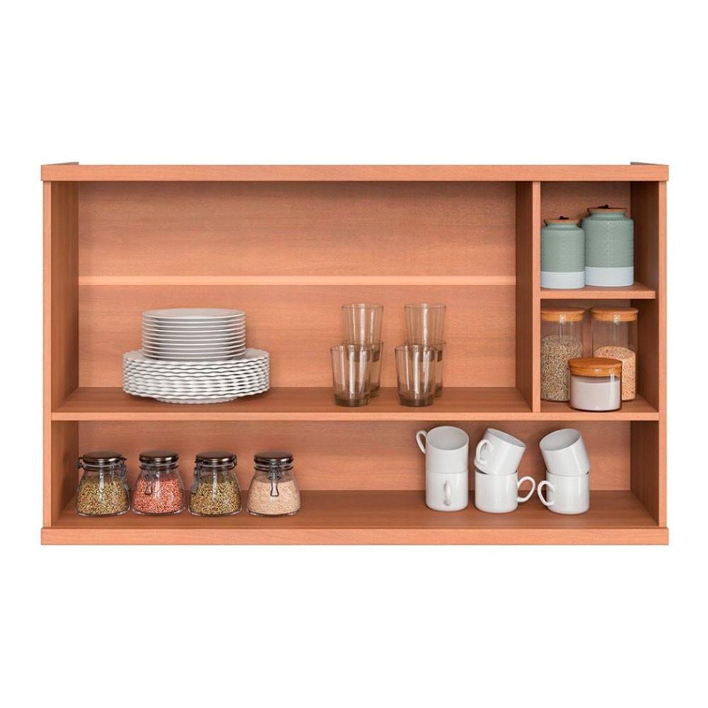 Armário Aéreo Macadâmia 120cm 1 Porta Basculante Ripado com Nicho 914003 Telasul - 2