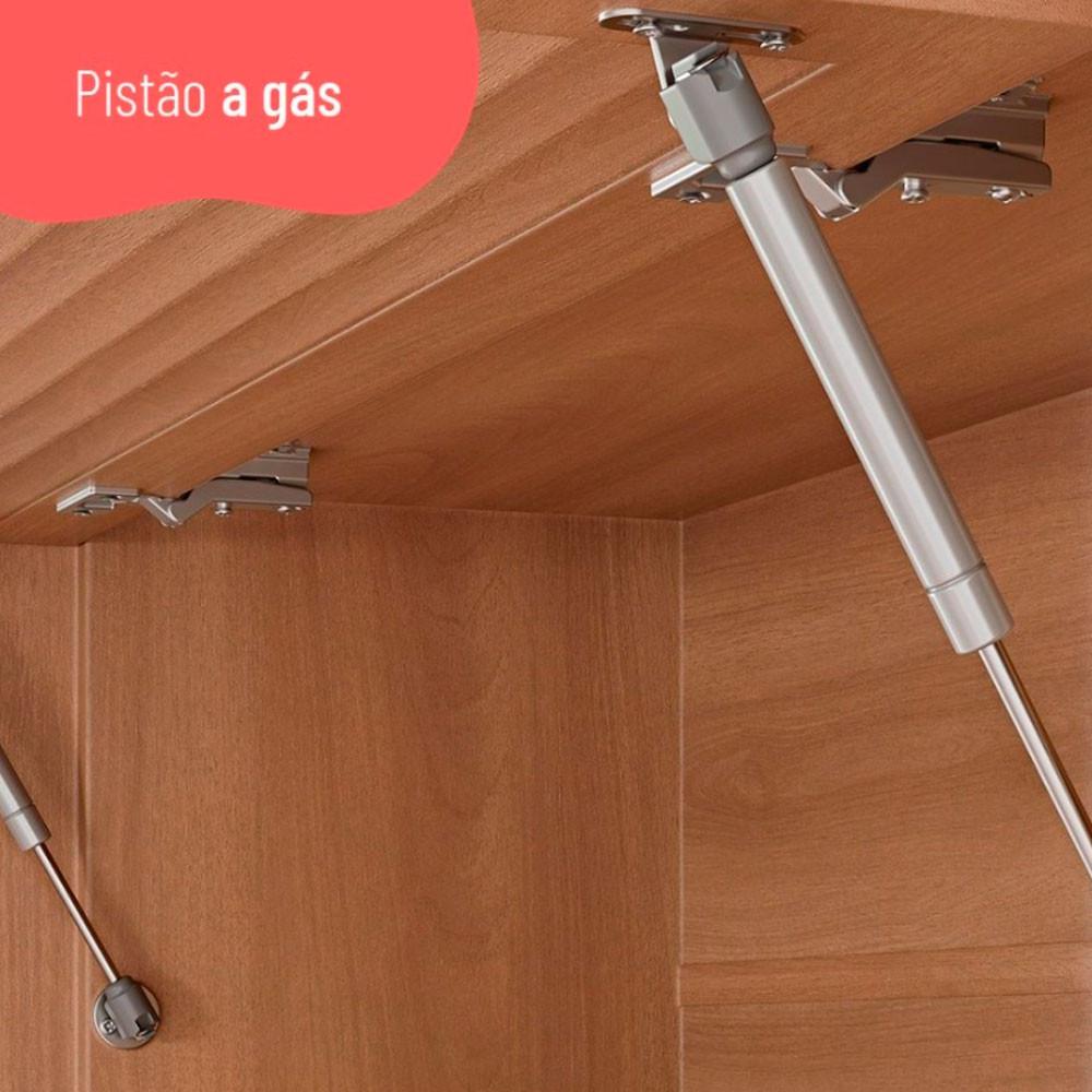 Armário Aéreo Macadâmia 120cm 1 Porta Basculante Ripado com Nicho 914003 Telasul - 4