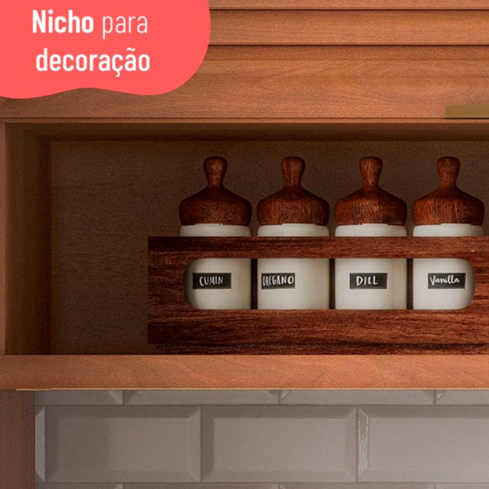 Armário Aéreo Macadâmia 120cm 1 Porta Basculante Ripado com Nicho 914003 Telasul - 5