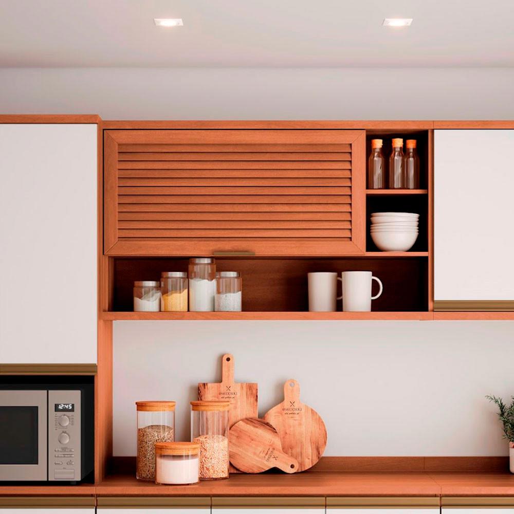 Armário Aéreo Macadâmia 120cm 1 Porta Basculante Ripado com Nicho 914003 Telasul - 7