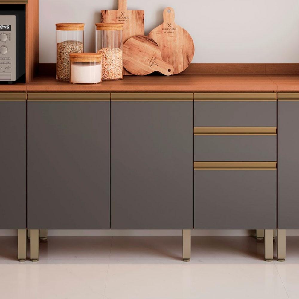 Balcão Macadâmia 120cm com Tampo 2 Portas 3 Gavetas 914103 Telasul - 4