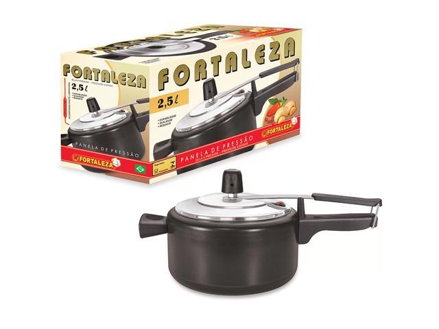 Panela de Pressão Fortaleza Preta/Polida 2,5 Litros - 1