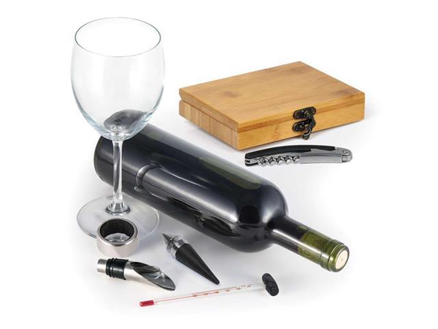 Acessórios Para Vinho Com Base Em Bambu 5Pçs - 4