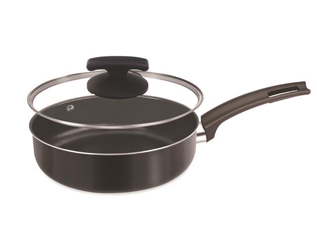 Frigideira Reta Alta Fortaleza com Tampa de Vidro Black Ø 20CM - 1