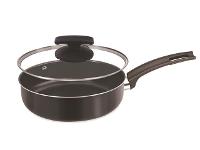 Frigideira Reta Alta Fortaleza com Tampa de Vidro Black Ø 22CM - 1