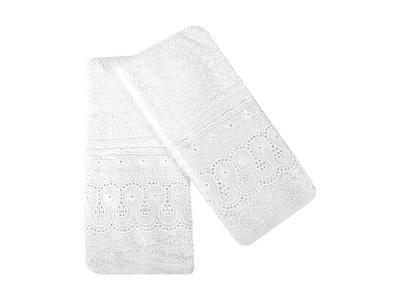 Kit Toalha Social Bordada/Rendada Buettner Branco 2 Peças