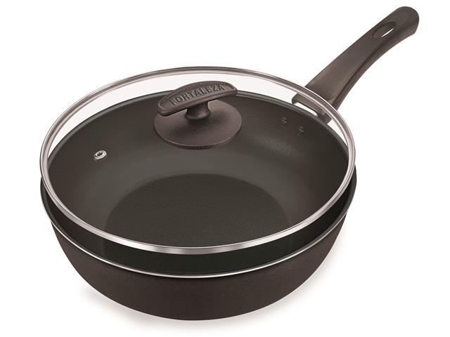 Frigideira Fortaleza Wok Black com Tampa de Vidro 24" - 1