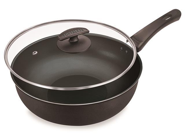 Frigideira Fortaleza Wok Black com Tampa de Vidro 28" - 1