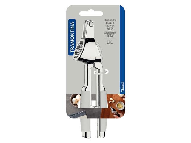 Espremedor de Alho Tramontina Utilitá Zamak Cromado e Cabo ABS Branco - 2