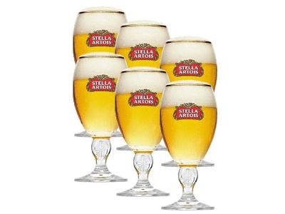Jogo de Taças de Vidro para Cerveja Stella Artois 6 Unidades de 250ML