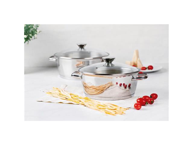 Caçarola Rasa Tramontina Allegra em Aço Inox e Tampa de Vidro 22CM - 2