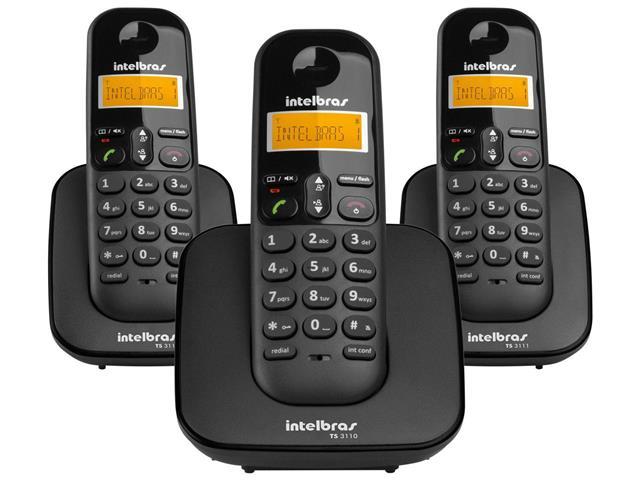 Combo Telefone Sem Fio Intelbras TS 3113 com 2 Ramais Preto - 1