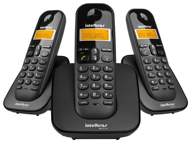 Combo Telefone Sem Fio Intelbras TS 3113 com 2 Ramais Preto - 2