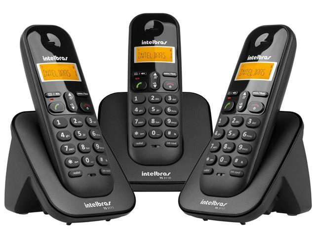 Combo Telefone Sem Fio Intelbras TS 3113 com 2 Ramais Preto - 3