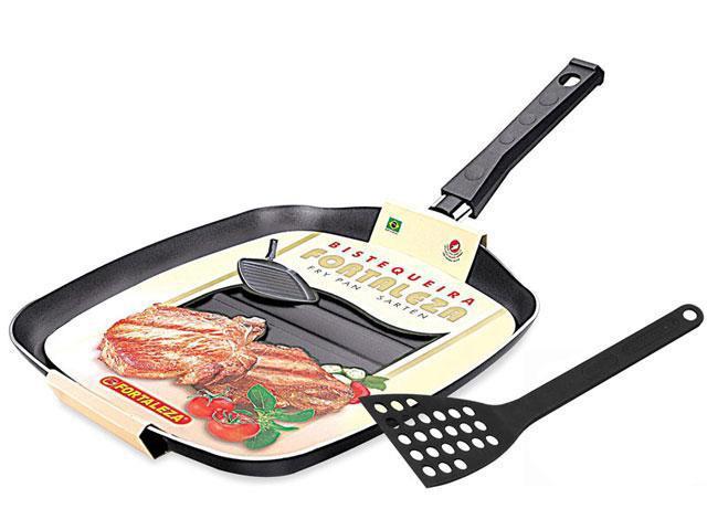 Bistequeira Retangular com Espátula Fortaleza Alumínio Black - 1