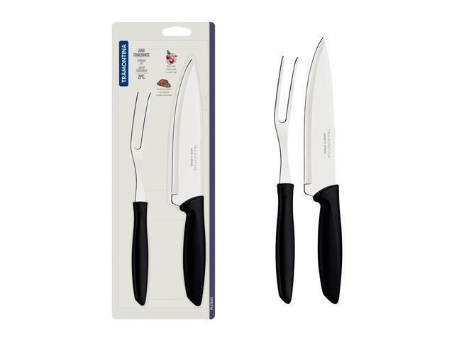 Jogo Trinchante Tramontina Plenus em Aço Inox e Cabo Preto 2 Peças - 4