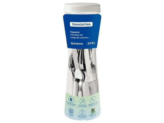 Faqueiro Tramontina Ipanema Cabo Branco com Pote Plástico 24 Peças - 4