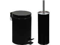 Kit Banheiro MOR Àgata Preto Escova Sanitária e Lixeira 3 Litros - 1