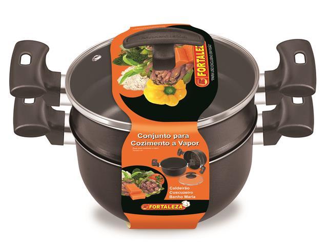 Conjunto para Cozimento a Vapor Fortaleza Preto 18 cm - 1