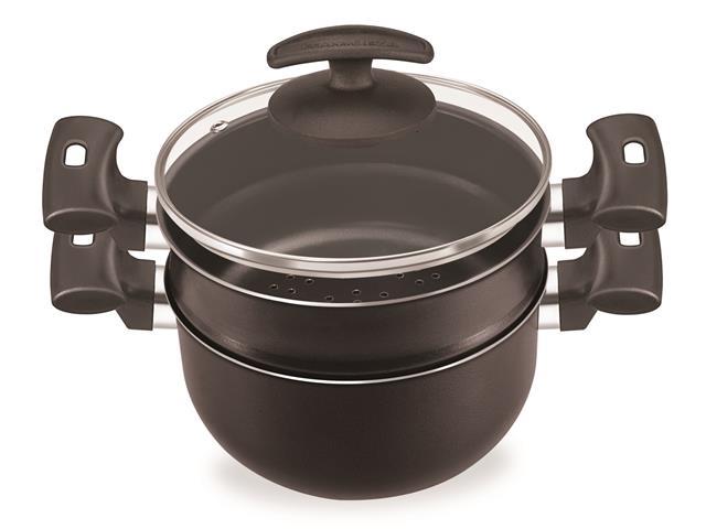Conjunto para Cozimento a Vapor Fortaleza Preto 18 cm - 2
