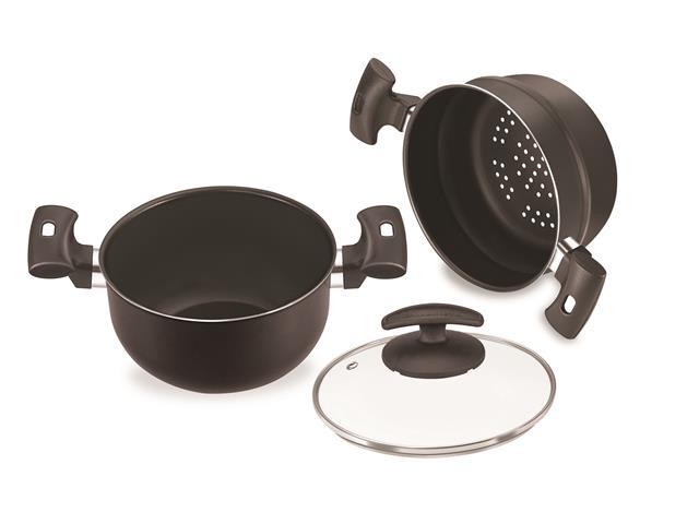 Conjunto para Cozimento a Vapor Fortaleza Preto 18 cm - 3